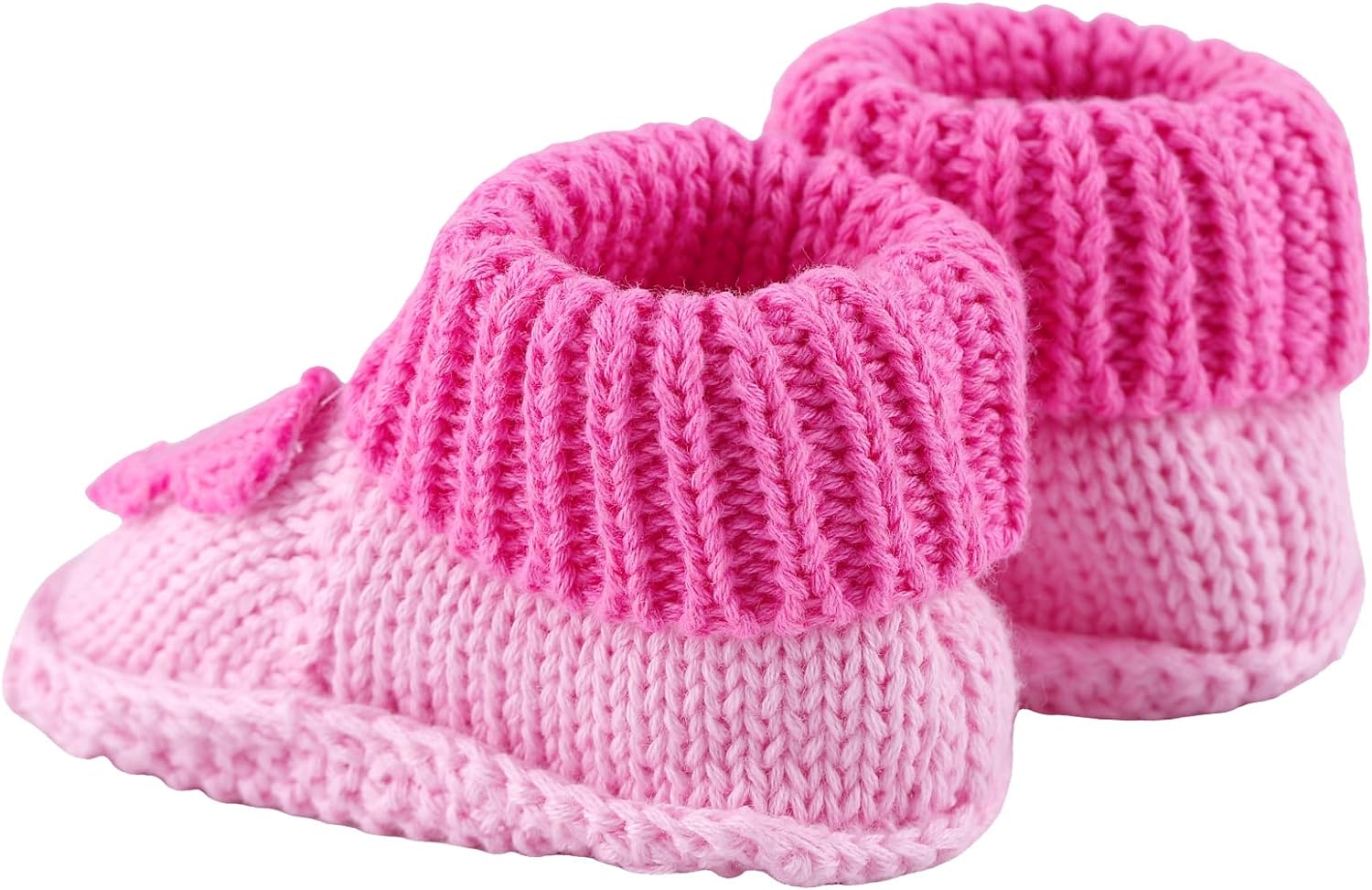 LACOFIA 2 Pairs Newborn Knitted Baby Shoes Soft Baby Boys Girls Ankle Boots 0-3 Months