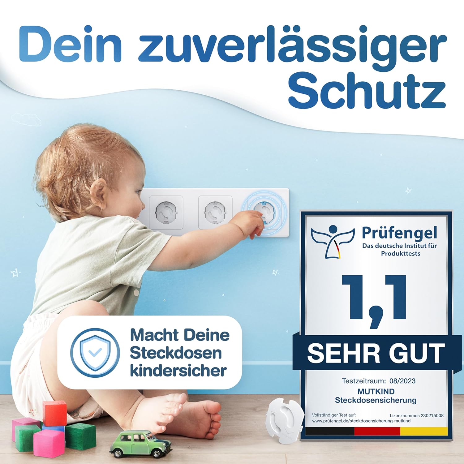 MUTKIND Socket Child Lock – Pack of 25 with Adhesive from Tesa Socket Protection Child Lock with Twist Mechanism – Child Lock Socket – Socket Safety Baby