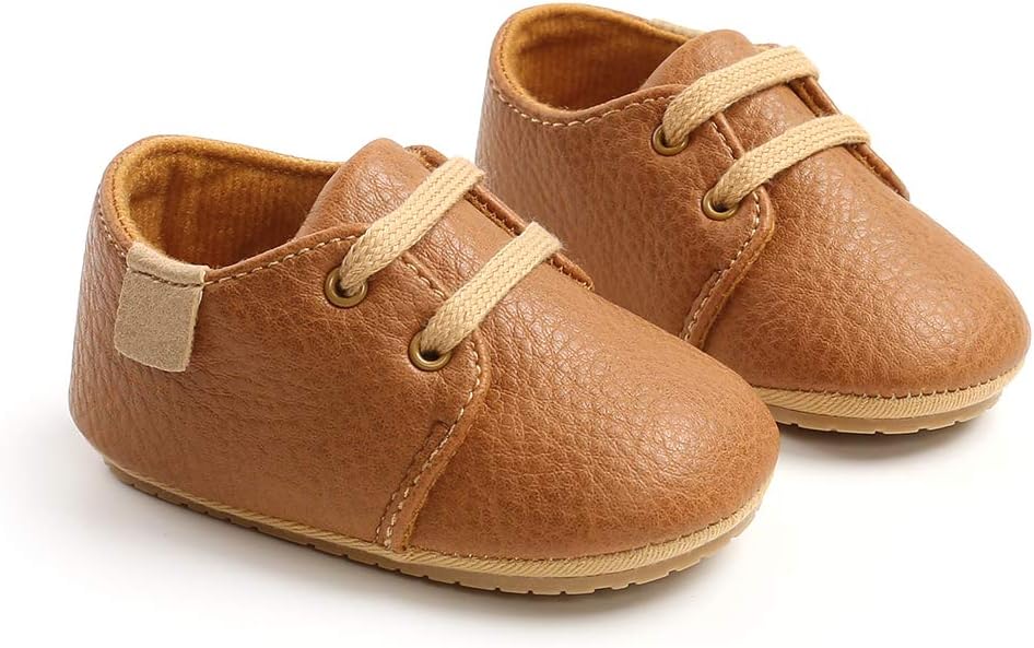 RVROVIC Baby Boys Girls Trainers Non-Slip Oxford Loafer Flats Infant Toddler PU Leather Soft Sole Baby Shoes
