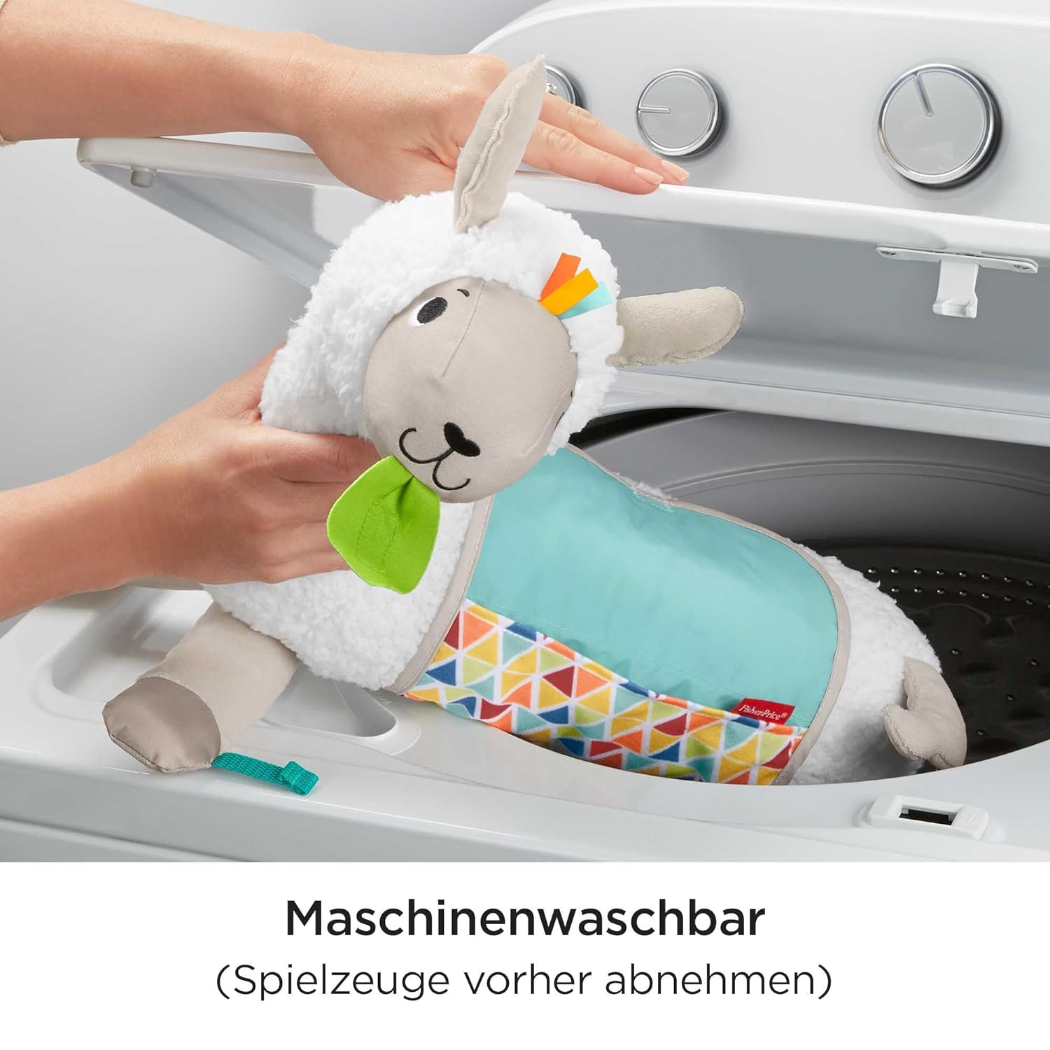 Fisher-Price GLK39 - 4 in 1 Lama Soft Play Cushion with 4 Play Options and 3 Toys to Take Away, Baby Toy from Birth