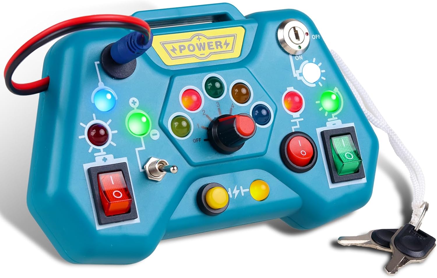 Montessori Busy Board for Toddlers, Toy from 1 Year, Baby Activity Board with 8 LED Light Switches, Sensory Motor Skills Learning Toy, Gift for 2 3 4 Years 12 18 Months Boys Girls