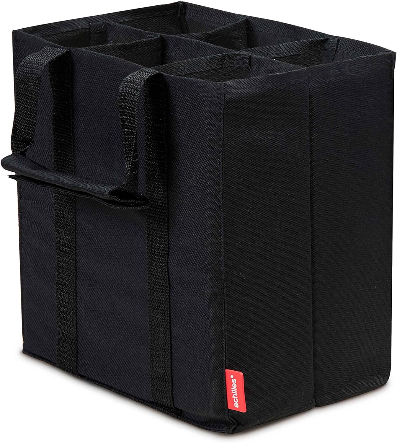 achilles Bottle Bag for 12 x 1.5 Litre Bottles, Bottle Bag, Carry Bag with Dividers for Bottles, Shopping Bag with 12 Compartments, 36 cm x 27 cm x 27 cm (Black)