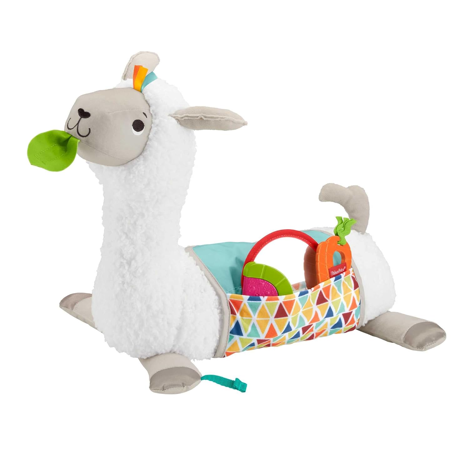 Fisher-Price GLK39 - 4 in 1 Lama Soft Play Cushion with 4 Play Options and 3 Toys to Take Away, Baby Toy from Birth
