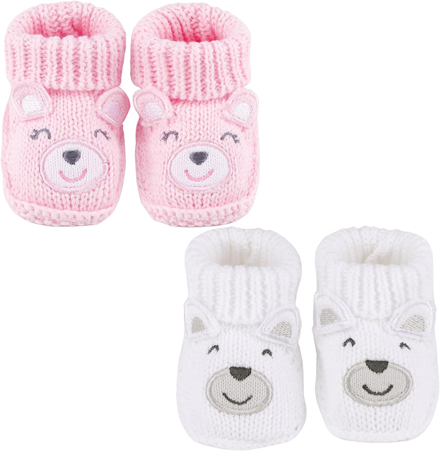 LACOFIA 2 Pairs Newborn Knitted Baby Shoes Soft Baby Boys Girls Ankle Boots 0-3 Months