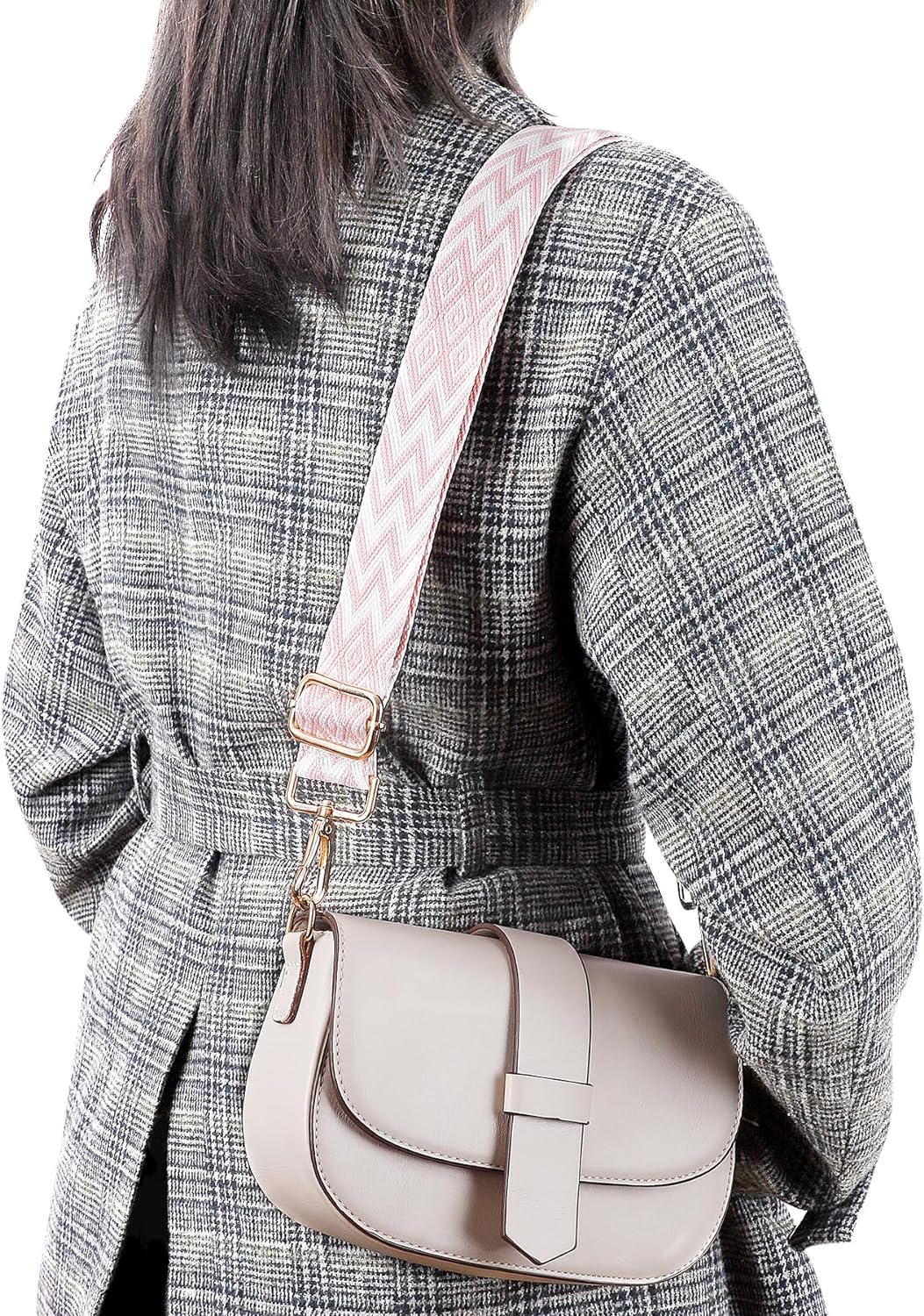 Bag Straps for Changing, Adjustable Shoulder Strap, Width 4 cm, Length Adjustable 80-140 cm, Shoulder Strap for Shoulder Bag, Carry Bags and Handbags, DIY Accessories for Bag, Black/White