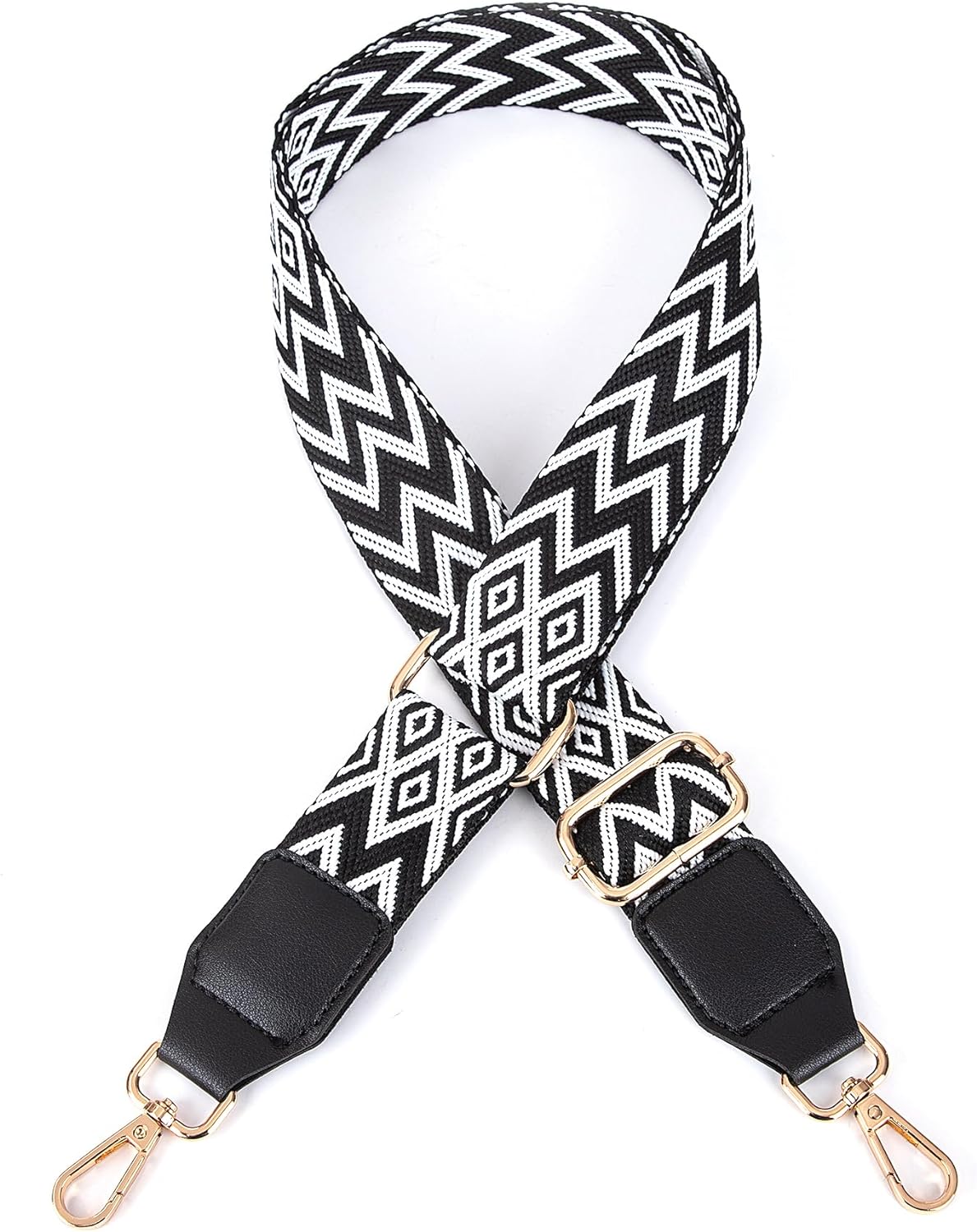 Bag Straps for Changing, Adjustable Shoulder Strap, Width 4 cm, Length Adjustable 80-140 cm, Shoulder Strap for Shoulder Bag, Carry Bags and Handbags, DIY Accessories for Bag, Black/White