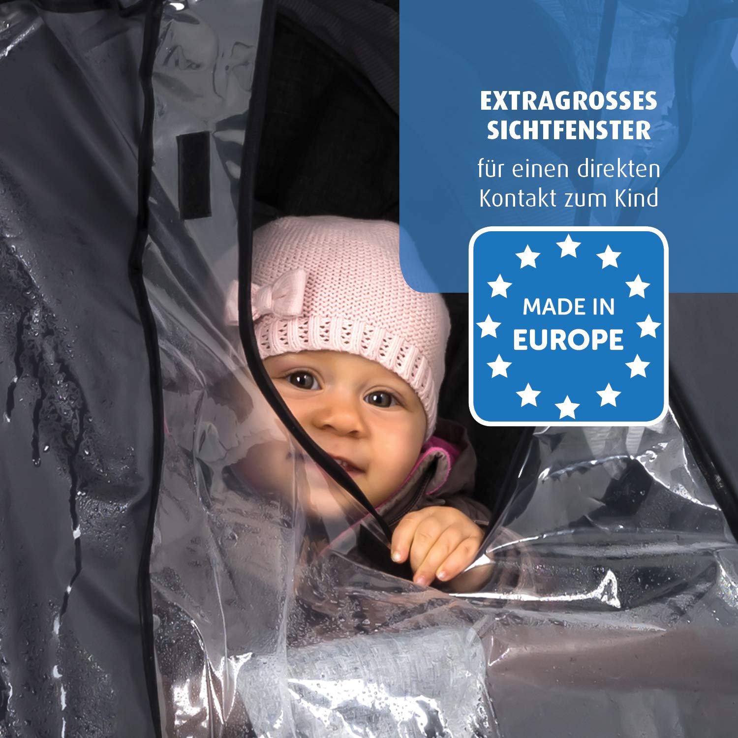 Reer RainCover Active Regenschutz, für Buggys und Sportwagen, Grau/Schwarz, 1 Stück (1er Pack)