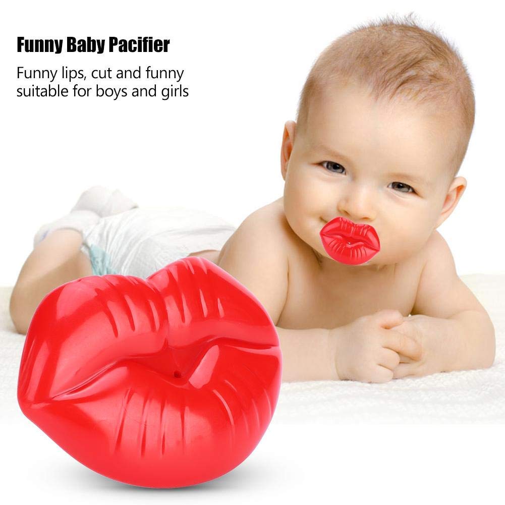 Baby Schnuller Lustiger Lippen Schnuller Dummy Lebensmittel Qualität Silikon Beißring Massieren Baby Schnuller(rot)